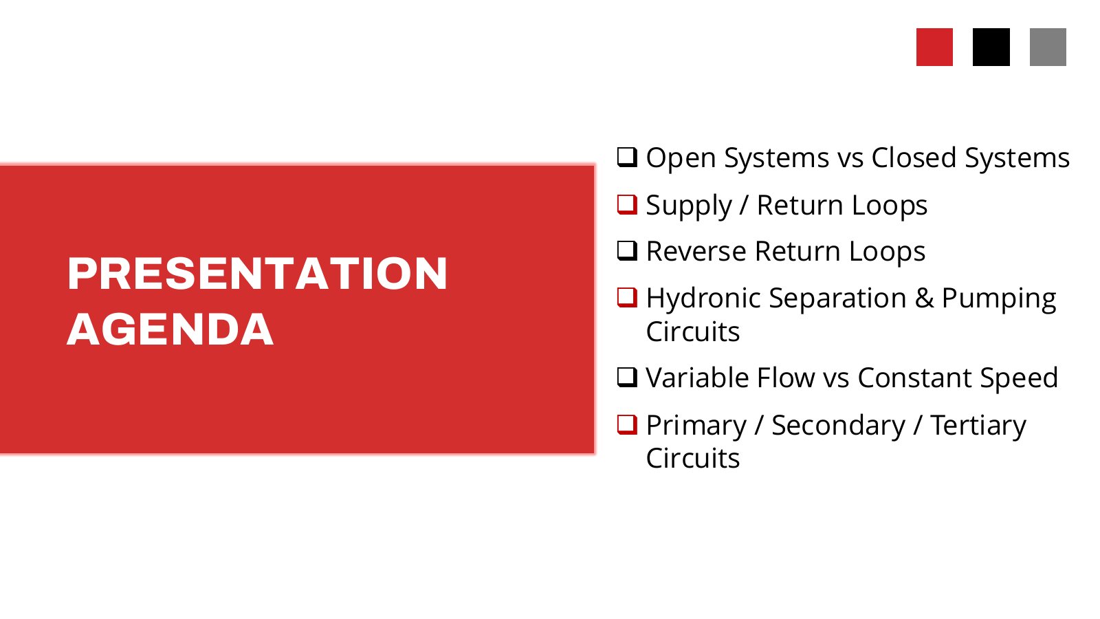 Presentation agenda slide